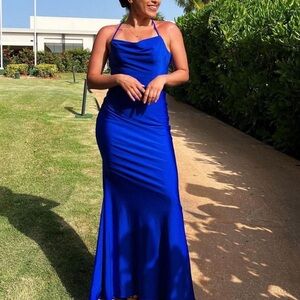 Cobalt Blue Back Tie Dress
